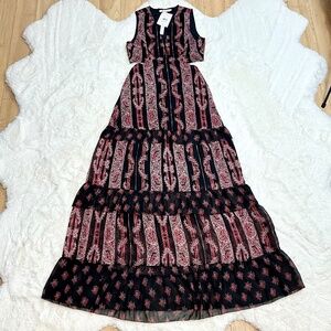 Avec Les Filles Cordovan Multi Tiered Dress